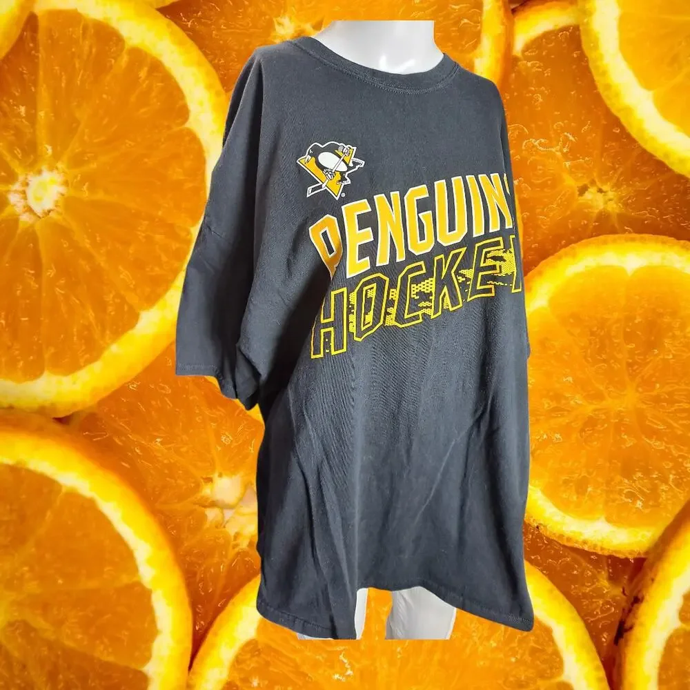 NHL Men's‎ Black Pittsburgh Penguins Hockey Short Sleeve T-Shirt Size 2XL